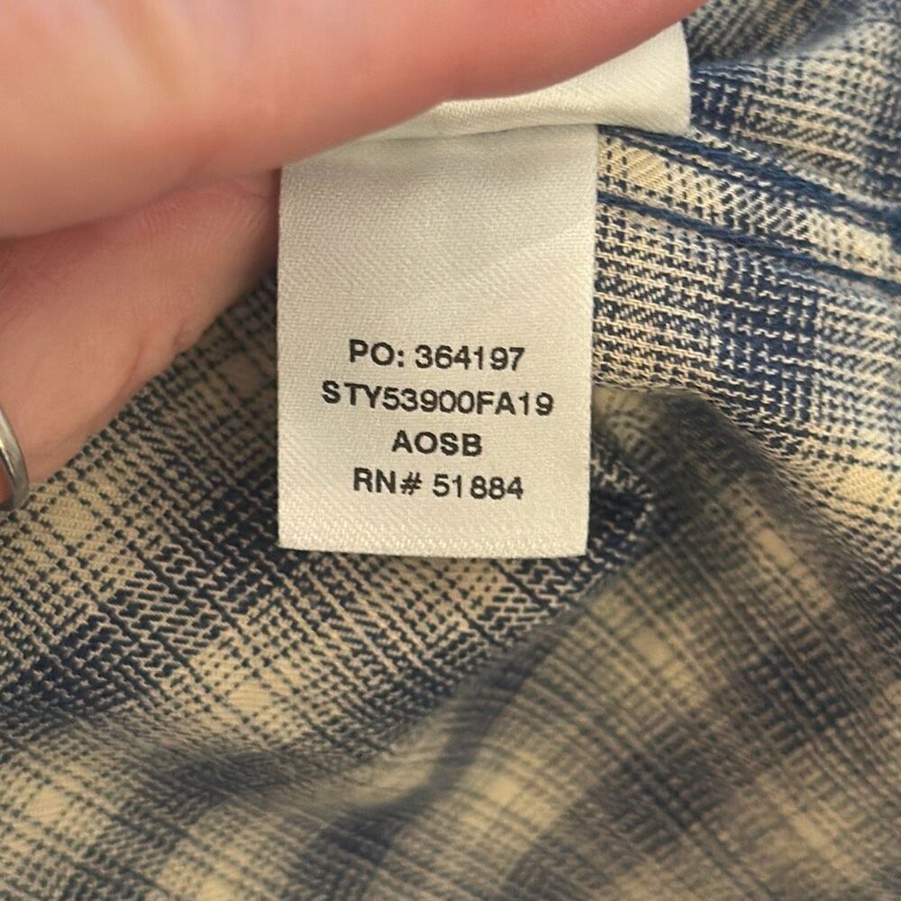 Patagonia Men's Vjosa River Organic Cotton Tan Black Plaid Shirt size L Large - Picture 8 of 8